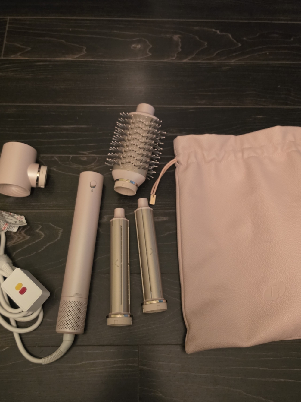 T3 Pink and White Round Heated Air Brush Styler